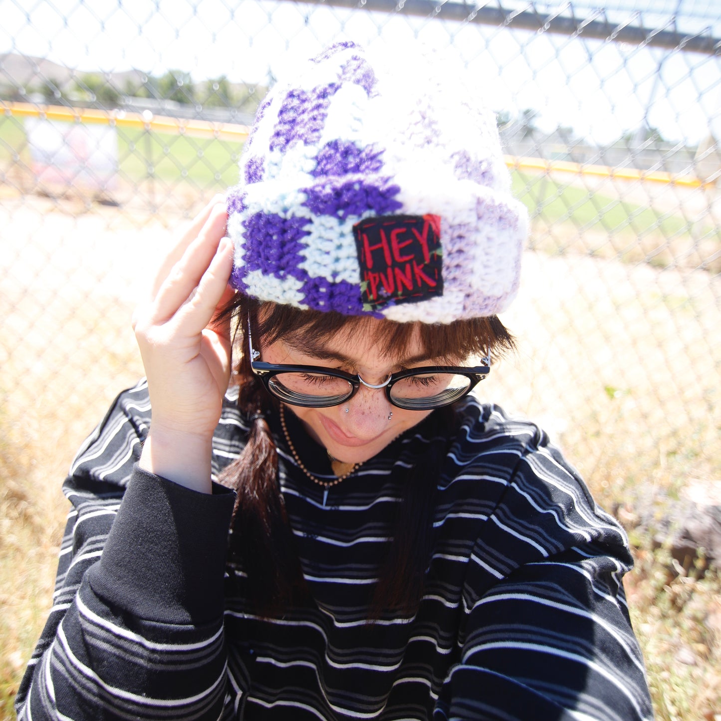 π purple scrappy beanie π