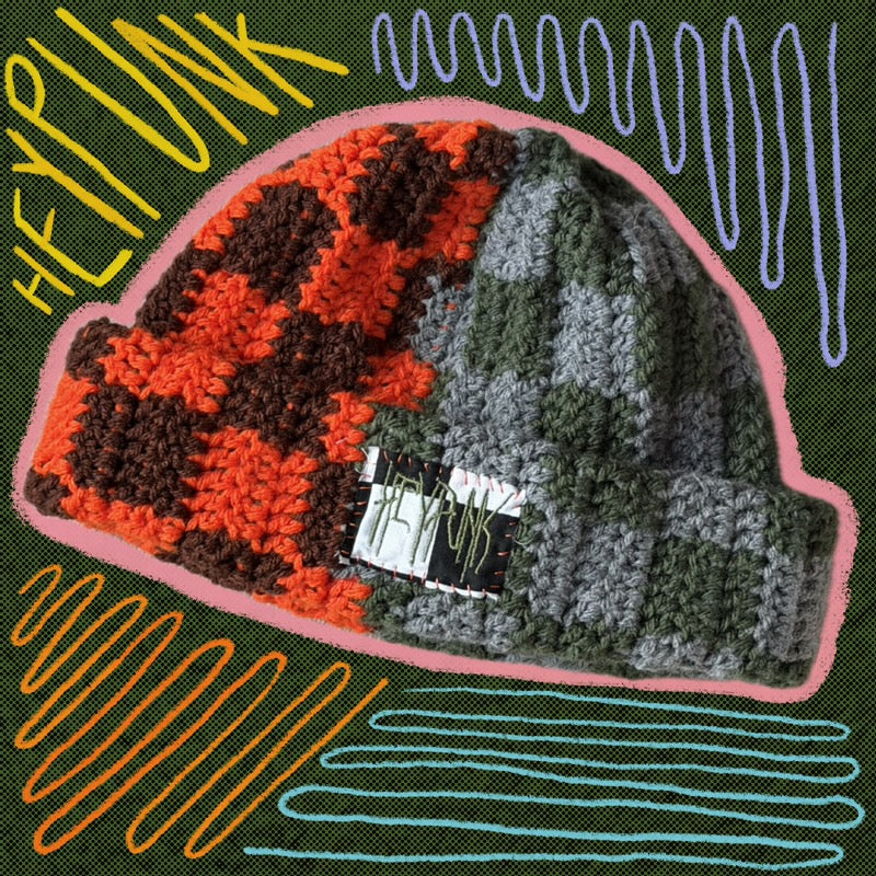 scrappy checkered beanie