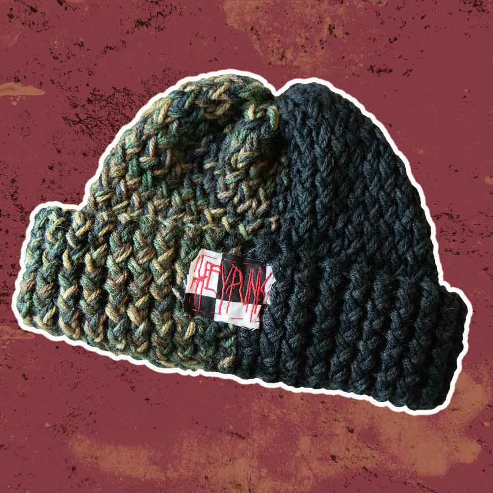  camo & black split beanie 