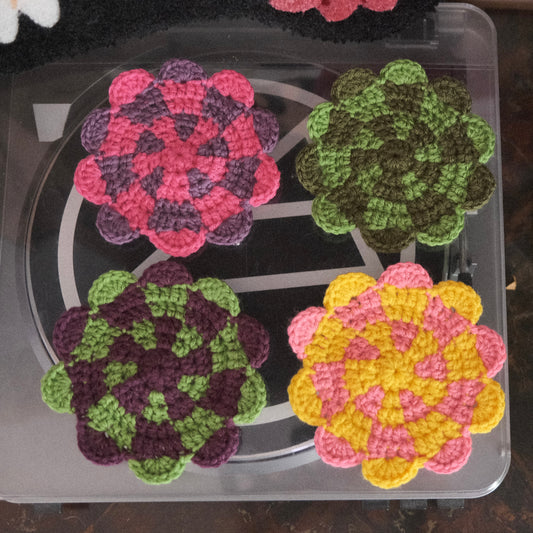 Checkered Flower Coasters  - Pt. ll