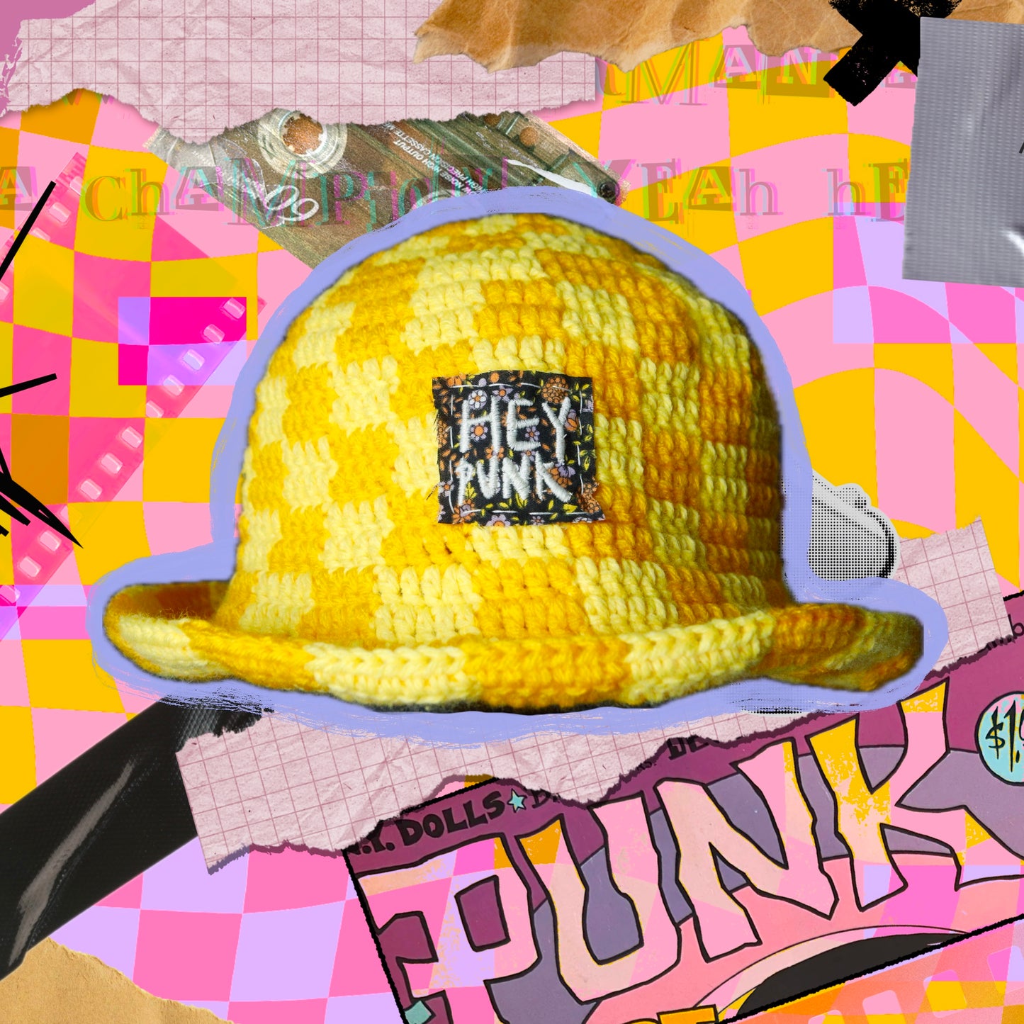 Yellow Checkered Bucket Hat