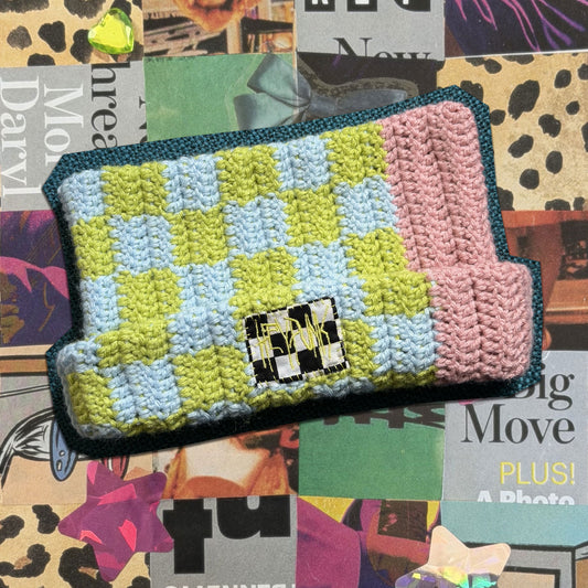 🍬checkered split car eat beanie🍬