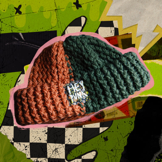 Orange & Green Split Beanie