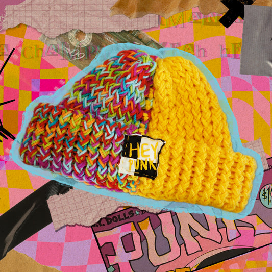 Rainbow & Yellow Split Beanie