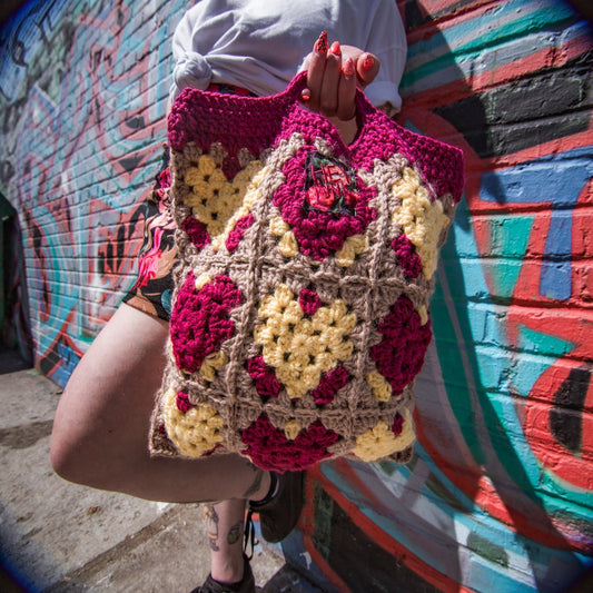 Heart Granny Square Tote