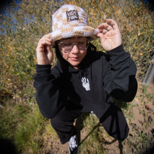 Tan & Cream Checkered Bucket Hat