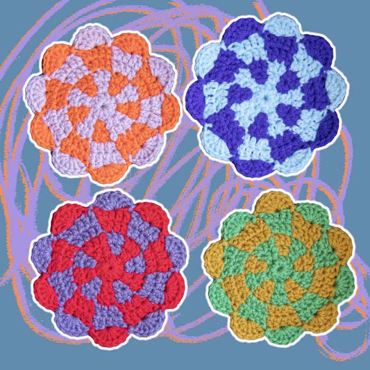 🥝 checkered flower coaster set pt.I 🍒