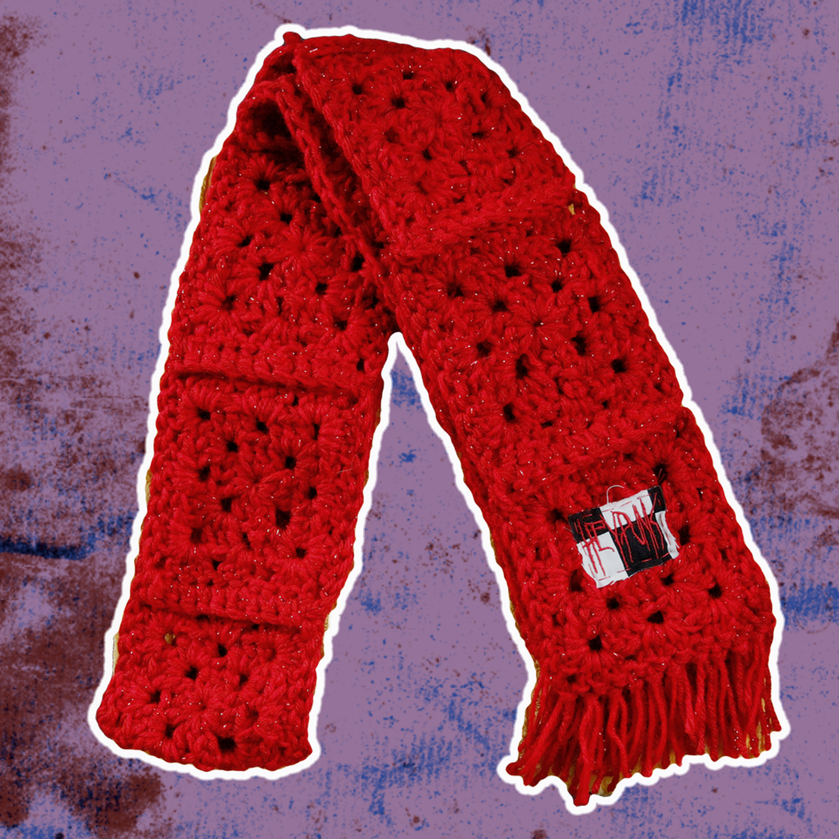 🌶️ red granny square scarf 🌶️